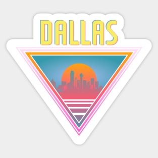 Dallas City Skyline Silhouette Sunrise Retro 80's / 90's Vaporwave Aesthetics - Bright Vintage Design For Sunny Summer Days Sticker